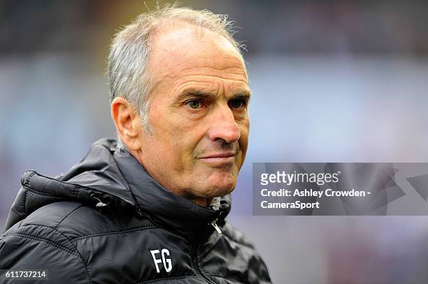 Swansea City manager Francesco Guidolin during the Premier League match between Swansea City and Liverpool at Liberty Stadium on October 1, 2016 in...