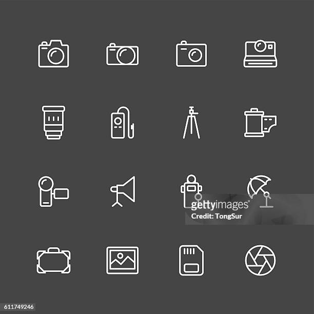 fotografie-ikonen - white series - dia stock-grafiken, -clipart, -cartoons und -symbole