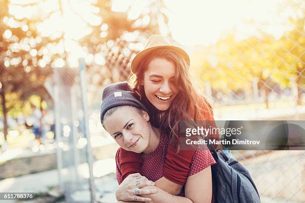happy lesbian couple - gay couple in love stock pictures, royalty-free photos & images
