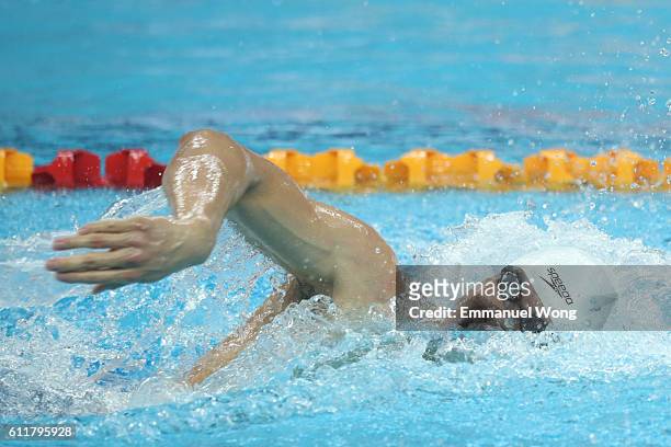 Wang Shun of China competes in the Men's 200m Individual Medley final on day two of the FINA swimming world cup 2016 at Water Cube on October 1, 2016...