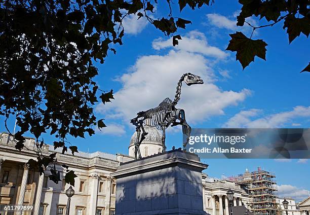 gift horse sculpture in trafalger square - trafalgar square fotografías e imágenes de stock