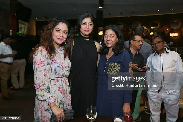 Shweta Kartik, Sonu Wassan and Neelam Pratap Rudy during a facilitation program organized for former Indian Women Cricketer Anjum Chopra to receive...