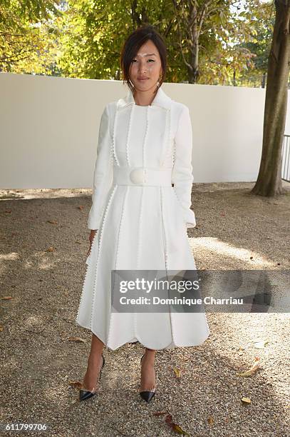 Nicole Warne attends the Elie Saab show as part of the Paris Fashion Week Womenswear Spring/Summer 2017 on October 1, 2016 in Paris, France.