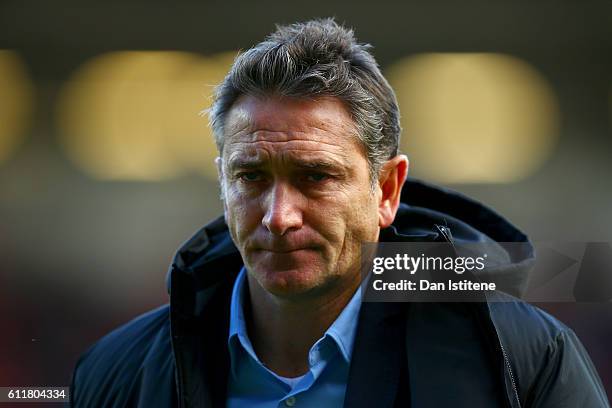 Nottingham Forest manager Philippe Montanier walks off the pitch after the Sky Bet Championship match between Bristol City and Nottingham Forest at...