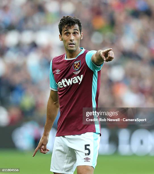 West Ham United's Alvaro Arbeloa during the Premier League match between West Ham United and Middlesbrough at Olympic Stadium on October 1, 2016 in...