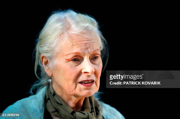 Fashion designer Vivienne Westwood looks on before her 2017 Spring/Summer ready-to-wear collection fashion show, on October 1, 2016 in Paris.