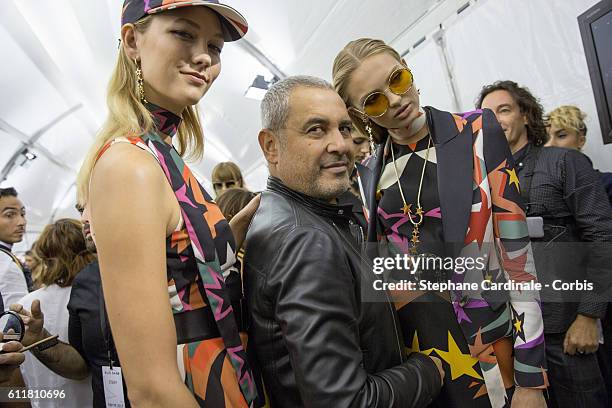 Karlie Kloss, Fashion designer Elie Saab and model in backstage prior the Elie Saab show as part of the Paris Fashion Week Womenswear Spring/Summer...