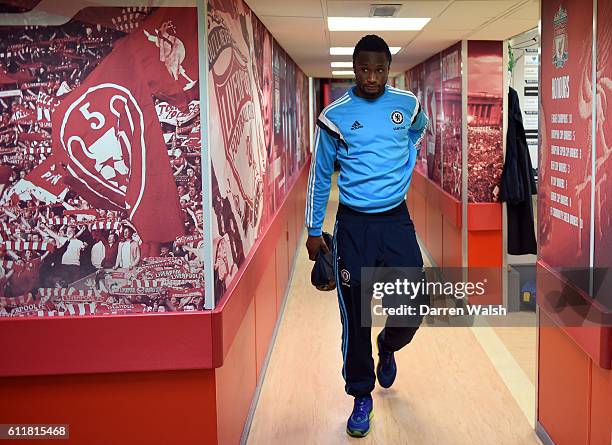 Chelsea's Mikel John Obi arriving at Anfield