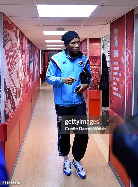 Chelsea's Didier Drogba arriving at Anfield