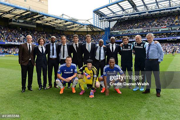 Chelsea team 2004/2005 who won the premier league with Chelsea manager Jose Mourinho, Chelsea's John Terry Chelsea's Petr Cech and Chelsea's Didier...