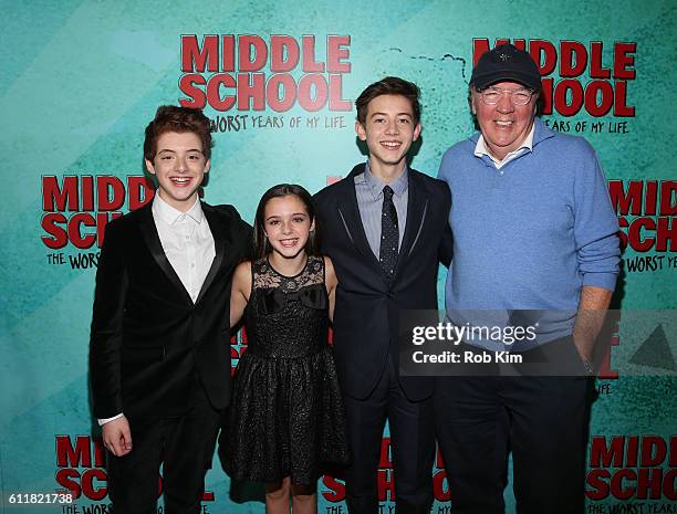 Thomas Barbusca, Alexa Nisenson, Griffin Gluck and author James Patterson attend the New York Screening of Middle School: The Worst Years of My Life...
