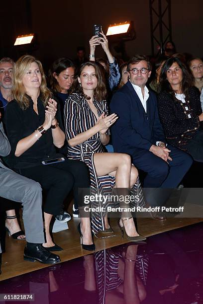 Virginie Mouzat, Laetitia Casta, Manuel Puig and Emmanuelle Alt attend the Nina Ricci show as part of the Paris Fashion Week Womenswear Spring/Summer...