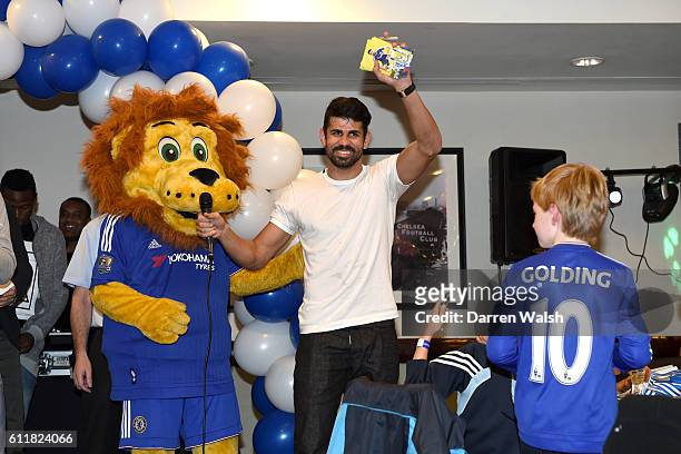 Chelsea's Diego Costa on the microphone during the Christmas Party