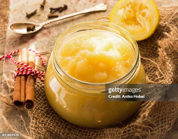 traditional apple sauce - homemade apple sauce stock pictures, royalty-free photos & images