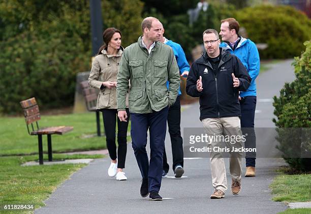 Catherine, Duchess of Cambridge and Prince William, Duke of Cambridge arrive on to the tall ship Pacific Grace in Victoria Harbour on the final day...