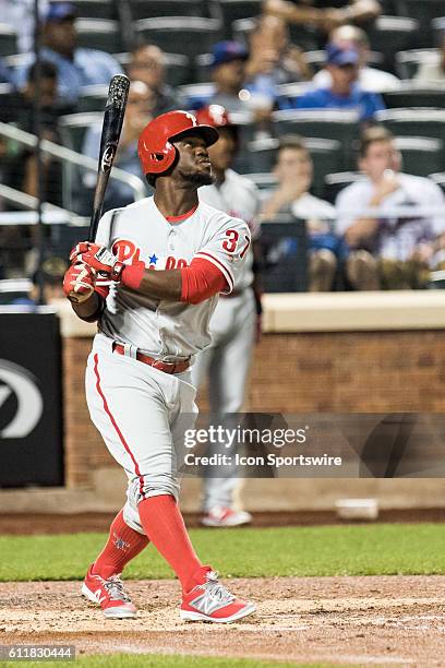 Philadelphia Phillies Center field Odubel Herrera [9078] flies out to center field in the fourth inning of a regular season game between the...