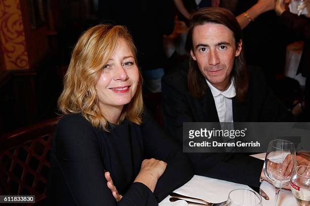 Sarah Mower and Eoin McLoughlin attend the Matches.com x Simone Rocha dinner at Restaurant Laperouse on October 1, 2016 in Paris, France.