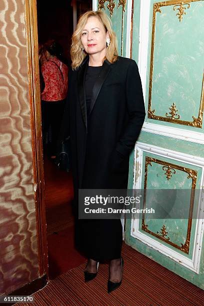Sarah Mower attends the MATCHESFASHION.COM x Simone Rocha dinner at Restaurant Laperouse on October 1, 2016 in Paris, France.