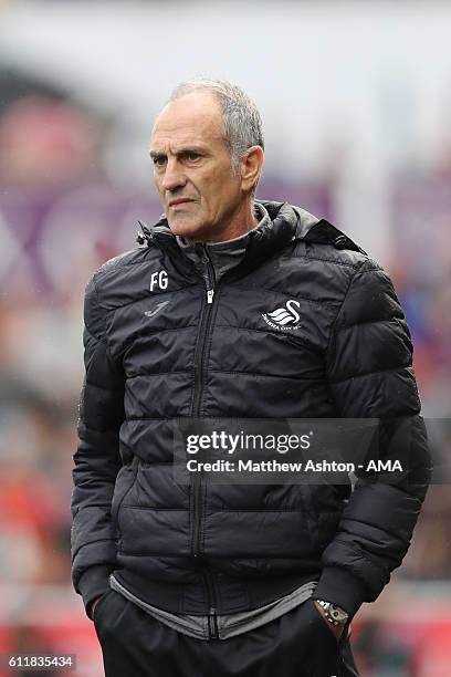 Francesco Guidolin the head coach / manager of Swansea City during the Premier League match between Swansea City and Liverpool at Liberty Stadium on...