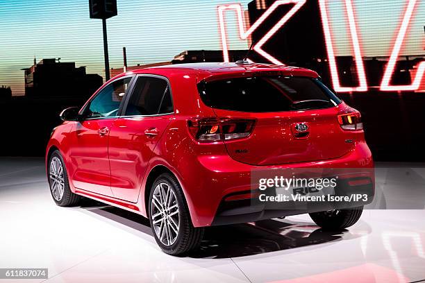 Of Audi Rupert Stadler delivers a speech during the press preview of the Paris Motor Show at Paris Expo Porte de Versailles on September 29, 2016 in...