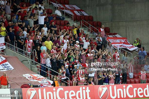 Southampton's fans during the UEFA Europa League football match group K between Hapoel Beer-Sheva and Southampton on September 29, 2016 at Turner...