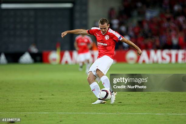 Hapoel Beer-Sheva's Hungarian defender Mihaly Korhut in action during the UEFA Europa League football match group K between Hapoel Beer-Sheva and...