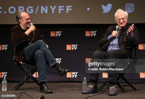 Kent Jones and director Bertrand Tavernier attends the 54th New York Film Festival's intro and Q&A for "A Brief Journey through French Cinema" at The...