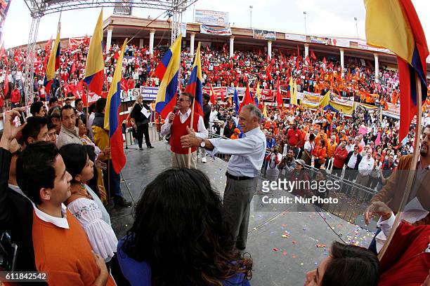 Paco Moncayo speaks during the convention in Quito, Ecuador on October 01, 2016. Acuerdo Nacional por el Cambio, Paco Moncayo elected as the...
