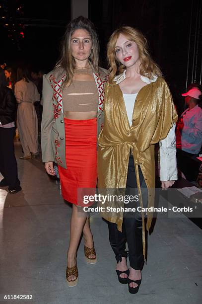 Stella Schnabel and Christina Hendricks attend the Vivienne Westwood show as part of the Paris Fashion Week Womenswear Spring/Summer 2017 on October...