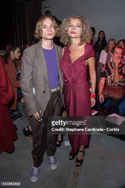 Lukas Ionesco and Eva Ionesco attend the Vivienne Westwood show as part of the Paris Fashion Week Womenswear Spring/Summer 2017 on October 1, 2016 in...