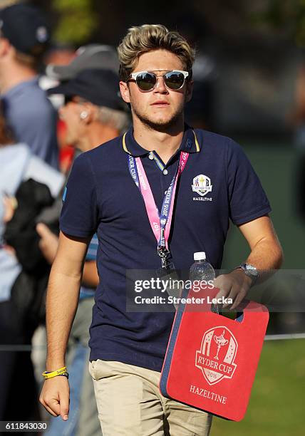 Singer Niall Horan of One Direction attends the afternoon fourball matches of the 2016 Ryder Cup at Hazeltine National Golf Club on October 1, 2016...