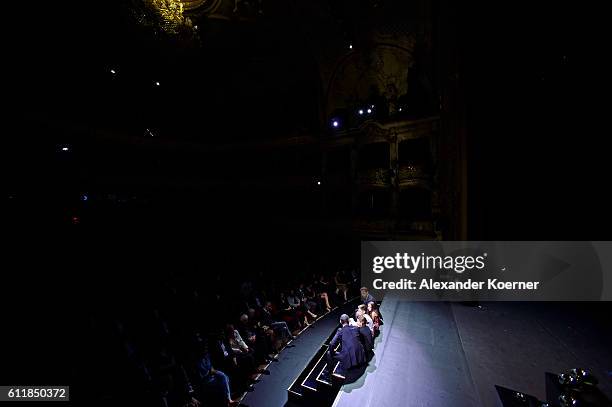 Moderator Steven Gaetjen , Anatole Taubman and kids present the 'ZFF for Kids' award on stage during the Award Night Ceremony during the 12th Zurich...