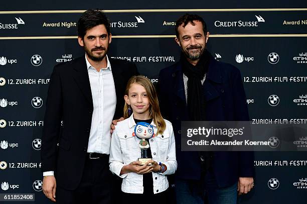 Max Karli, guest and Claude Barras attend the Award Night during the 12th Zurich Film Festival on October 1, 2016 in Zurich, Switzerland. The Zurich...