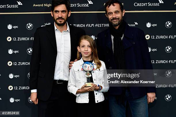 Max Karli, guest and Claude Barras attend the Award Night during the 12th Zurich Film Festival on October 1, 2016 in Zurich, Switzerland. The Zurich...