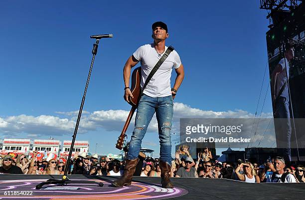 Recording artist Granger Smith performs during the Route 91 Harvest country music festival at the Las Vegas Village on October 1, 2016 in Las Vegas,...