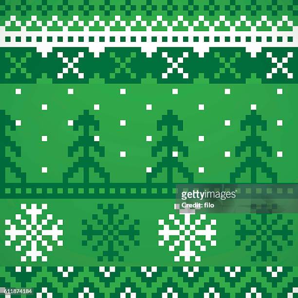 holiday sweater repeating patterns - crochet stock illustrations