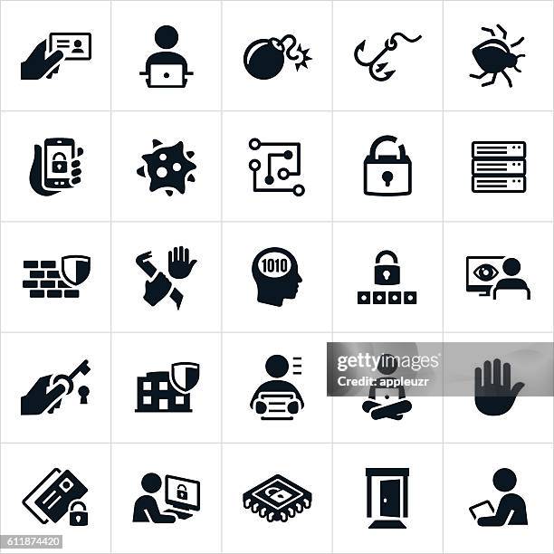 cyber security icons - vulnerability stock illustrations