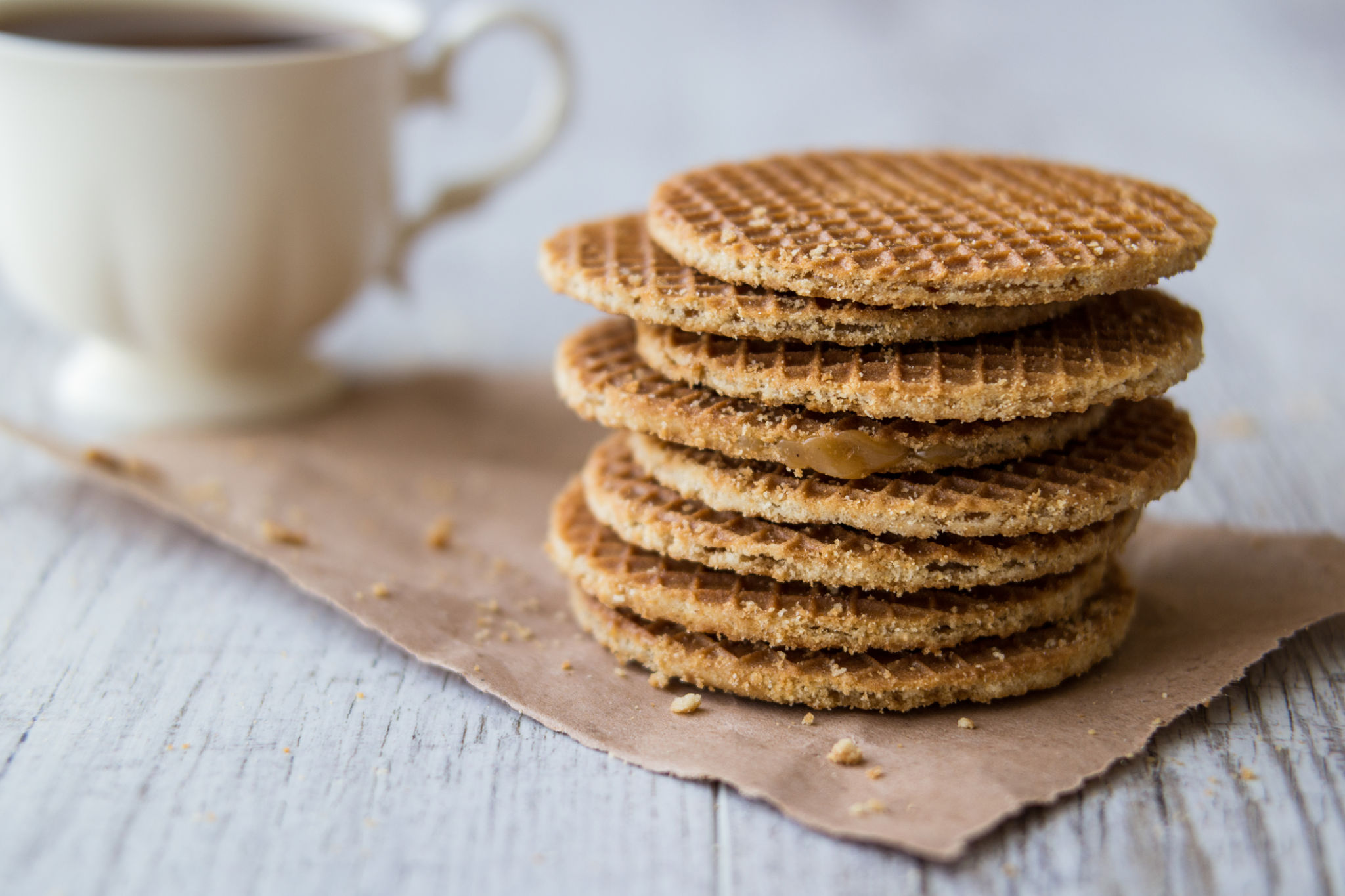 Stroopwafels / Caramel Dutch Waffles with tea or coffee. Stroopwafels / Caramel Dutch Waffles with tea or coffee.