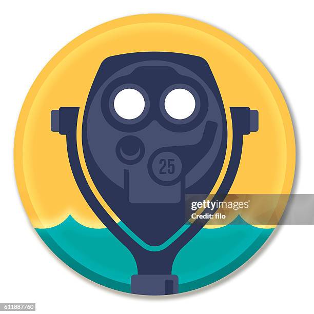 coin operated tourist binoculars symbol - traveller stock illustrations