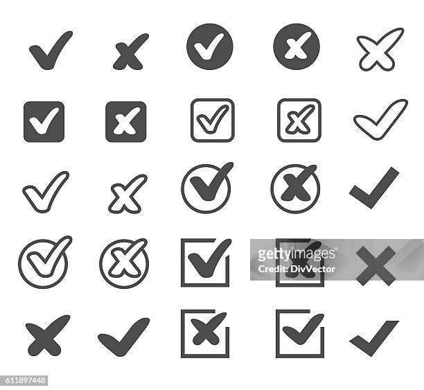 check mark icons - cross shape stock illustrations