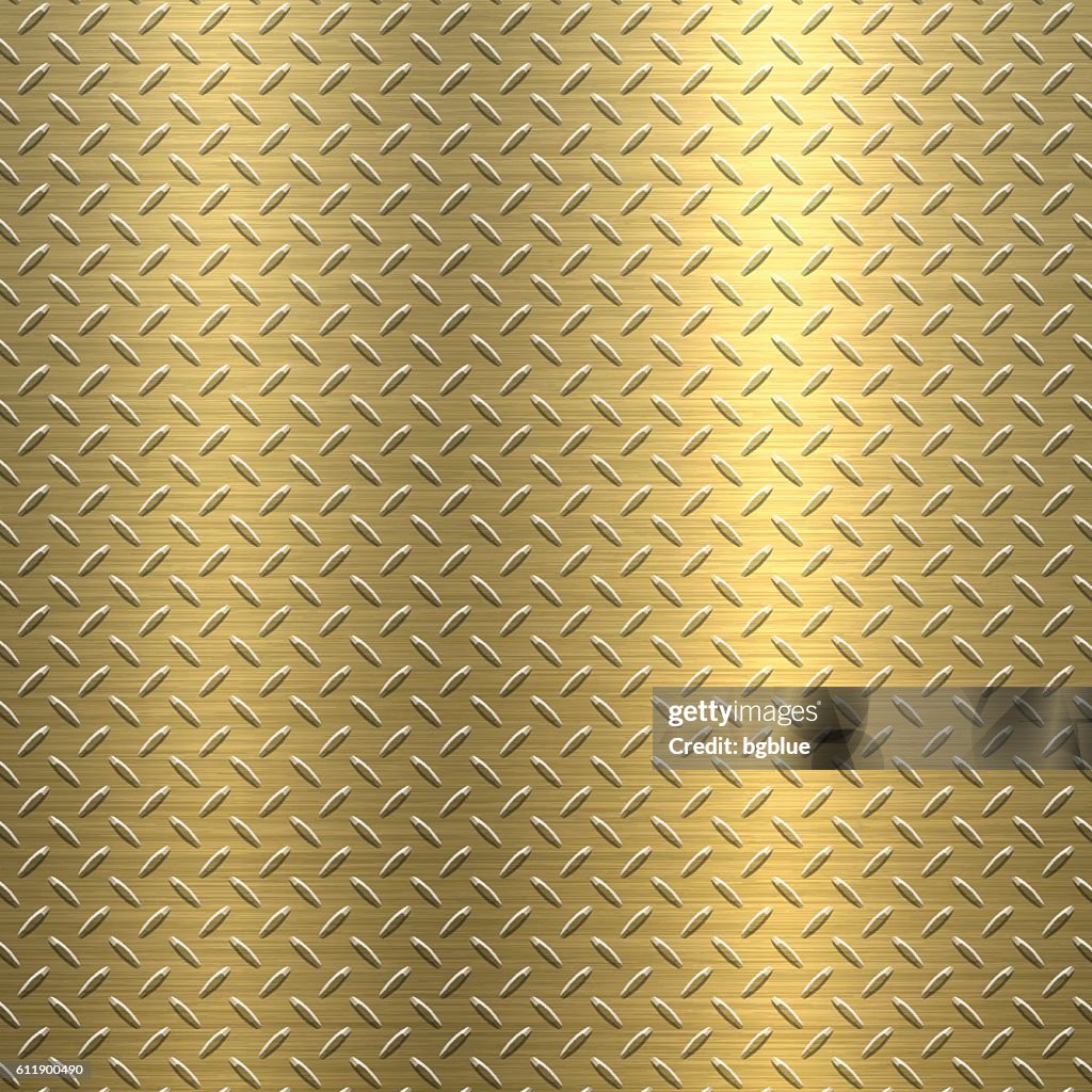Background of Metal Diamond Plate in Gold Color