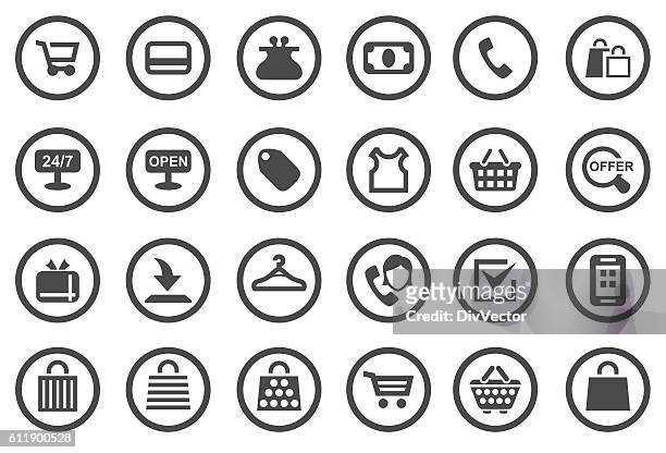 shopping icon set - horse and cart deliver stock illustrations