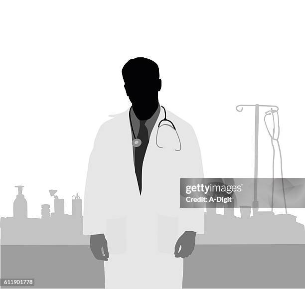 doctor and medical supplies - doctor in silhouette stock illustrations