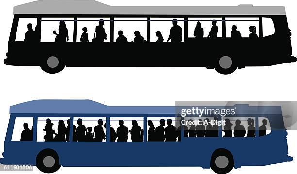 ilustrações, clipart, desenhos animados e ícones de multidões de ônibus da cidade - ônibus