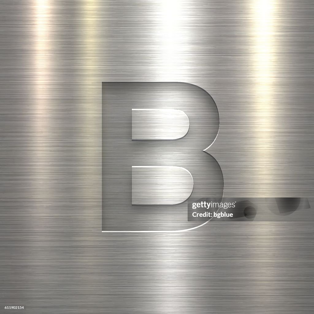 Alphabet B Design - Letter on Metal Texture Background