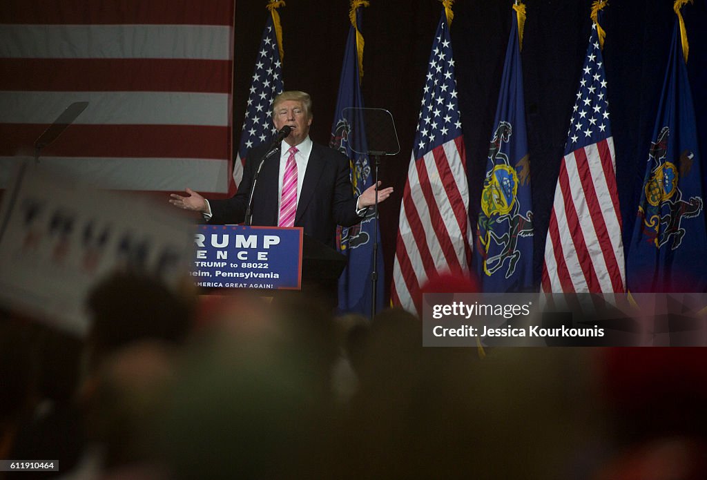 Republican Presidential Candidate Donald Trump Campaigns In Battleground State Of Pennsylvania