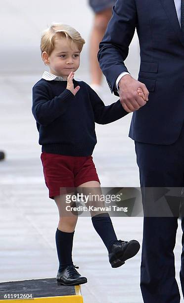 Prince George departs Victoria after the Royal Tour of Canada at Victoria Inner Harbour on October 1, 2016 in Victoria, Canada.