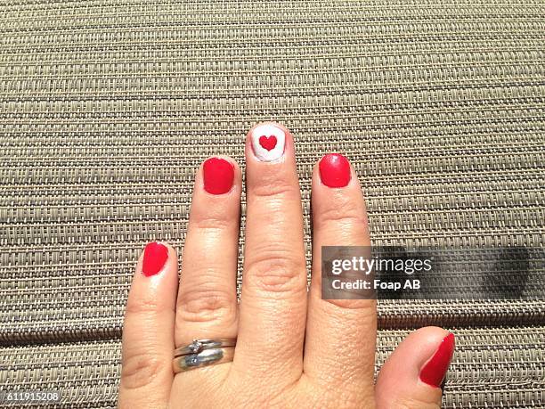 canada day nail varnish - heart nail art stock pictures, royalty-free photos & images