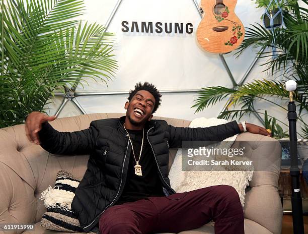 Recording artist Desiigner is seen in the Samsung Creator's Hub during day two at Austin City Limits Music Festival 2016 at Zilker Park on October 1,...