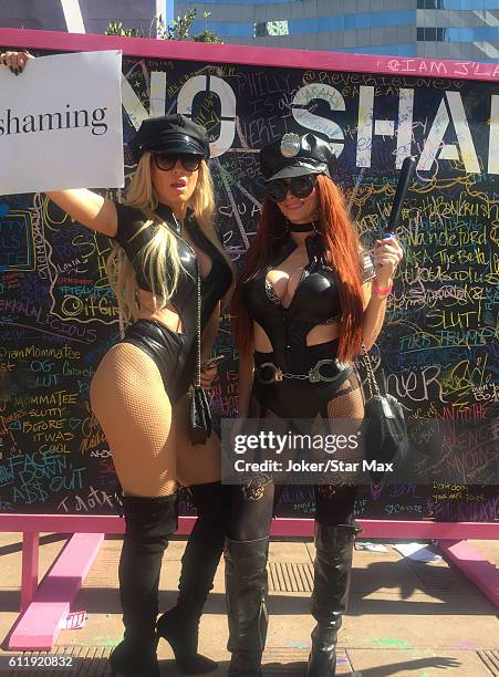 Model Ana Braga and actress Phoebe Price are seen on October 1, 2016 in Los Angeles, California.